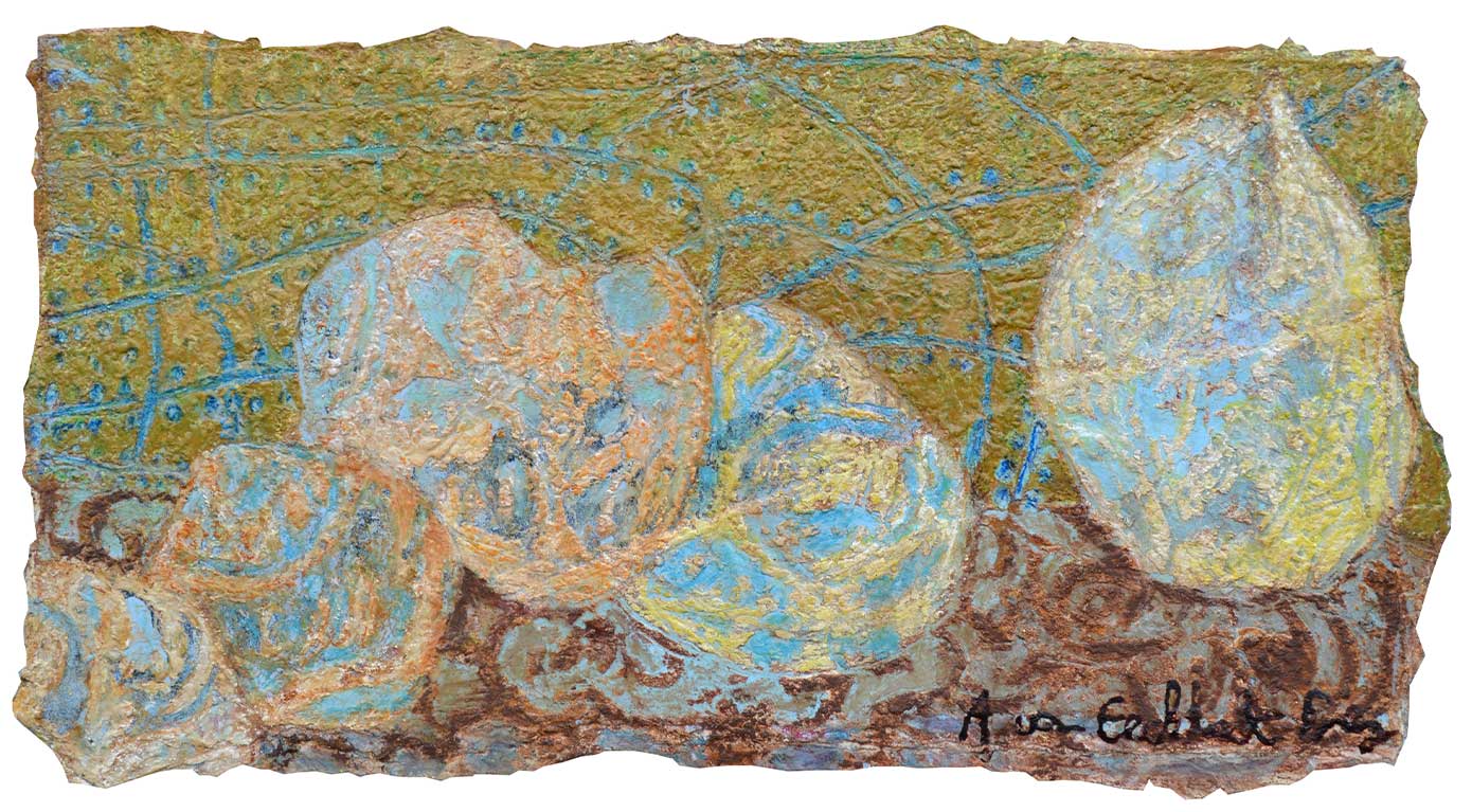 Albâtre (31x40 cm), tempéra et pastel sur affiches marouflées sur bois léger, 2016