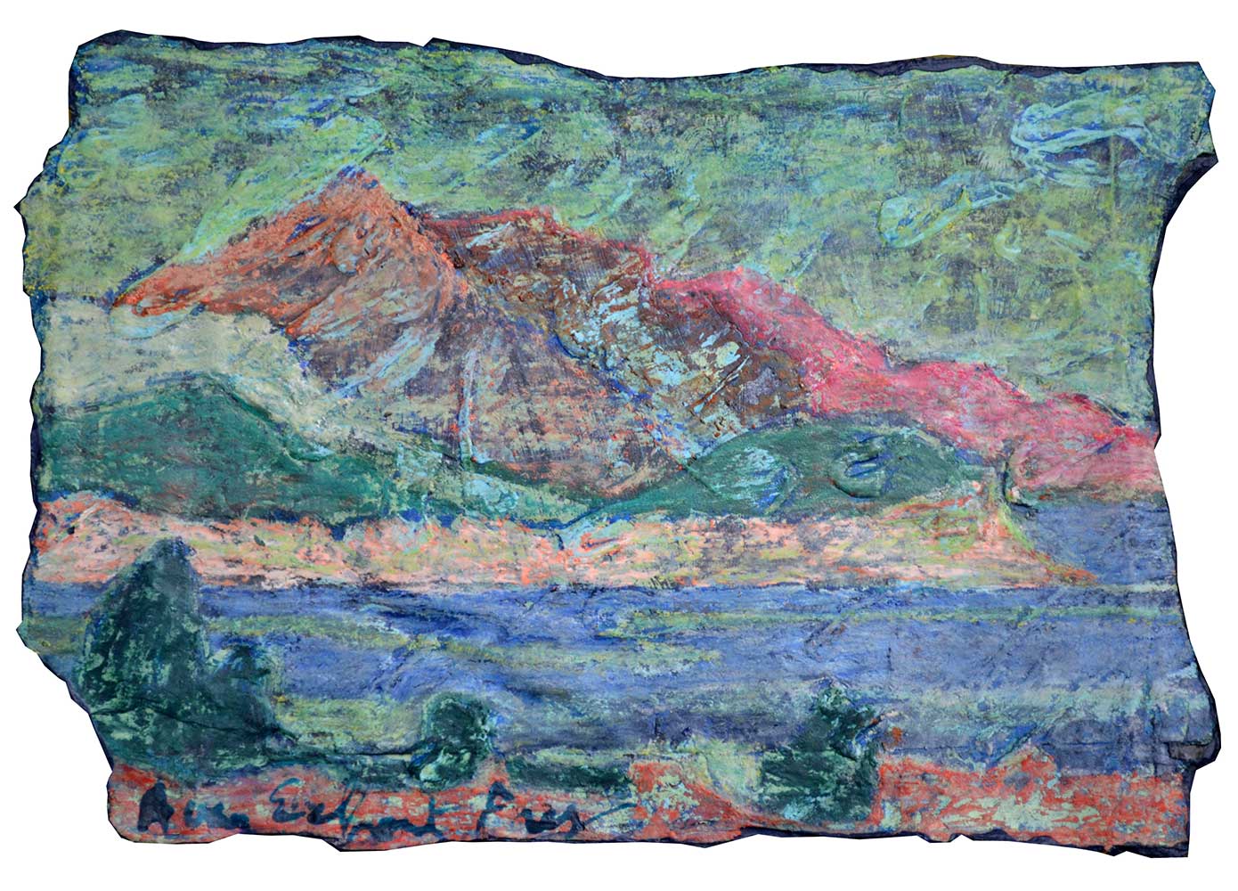 Lac de Leane (17x25cm), huile et pastel sur affiches, 2015