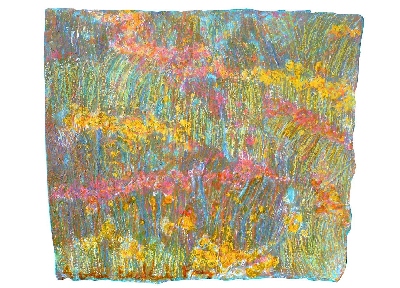 Carré d'herbe (23x21 cm) gouache et pastel sur affiches, 2013