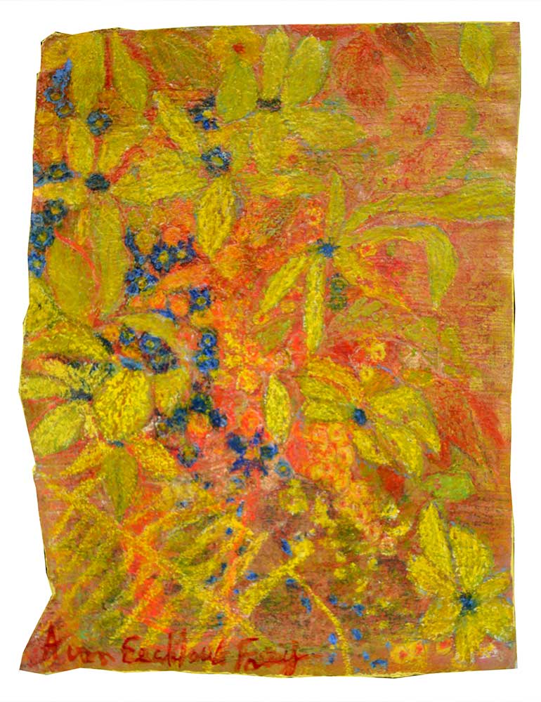 Florale (35x26 cm), gouache et pastel sur tissu, 2013