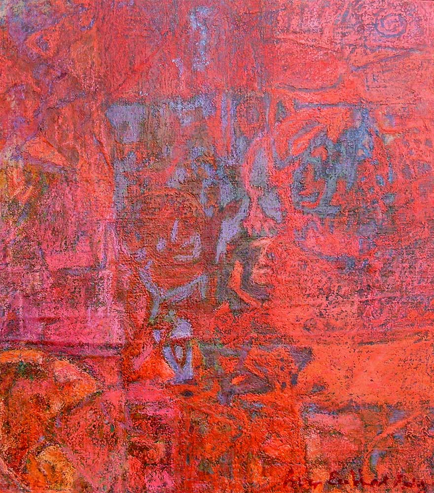 La porte étroite (45x41 cm), encre et pastel gras sur tissu, 2012