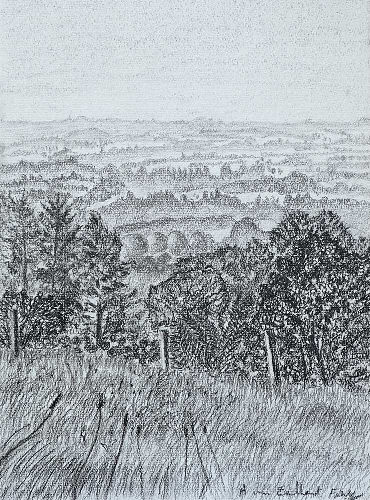 Vallée de la Sélune 2 (36x26 cm), crayon et mine de plomb sur papier canson, 2015