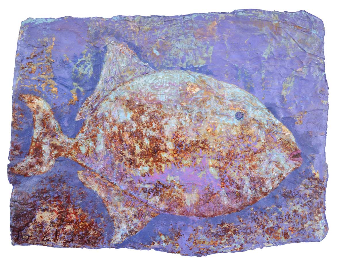 Poisson Corail (39x52 cm) œuf et gouache sur affiches stratifiées